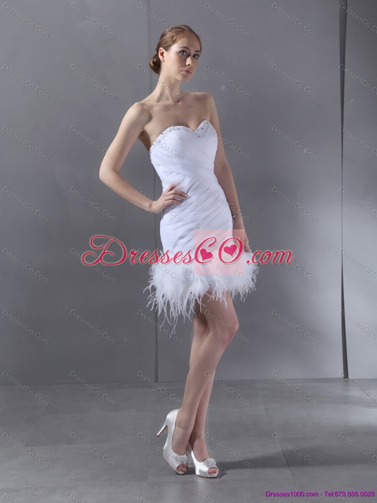 White Mini Length  Sexy Prom Dress with Ruching