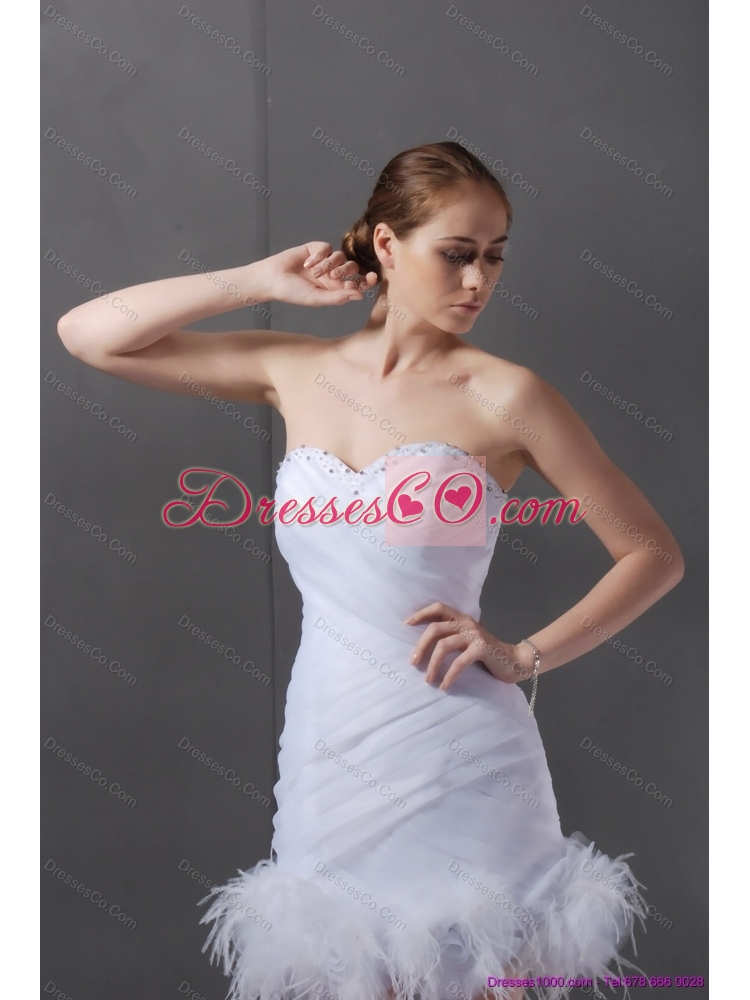White Mini Length  Sexy Prom Dress with Ruching