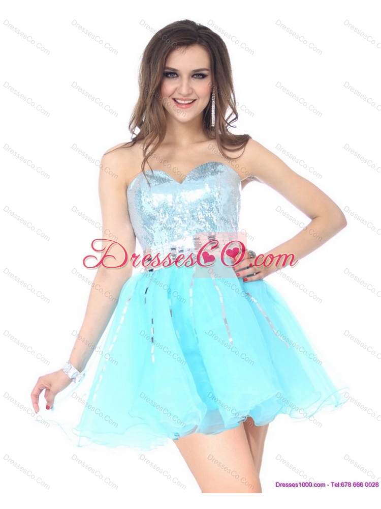 The Super Hot Light Blue Prom Dress with Sequins