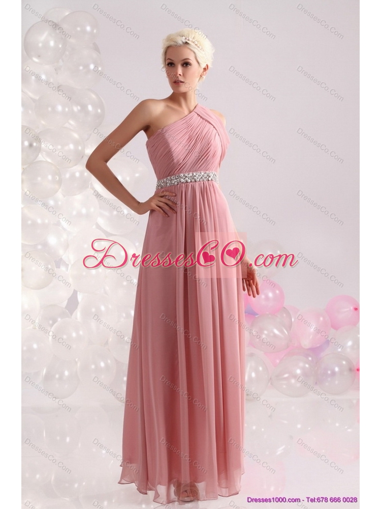 Wonderful One Shoulder Prom Dress with Beading and Ruching