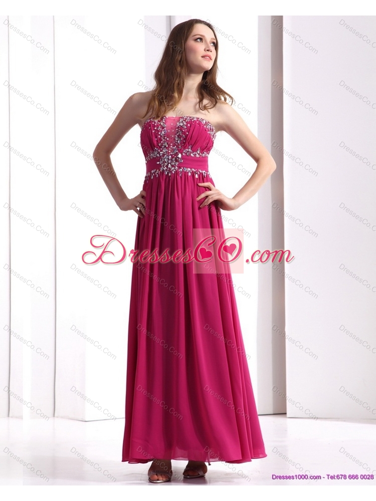 Sophisticated Strapless Floor Length  Prom Dress with Beading