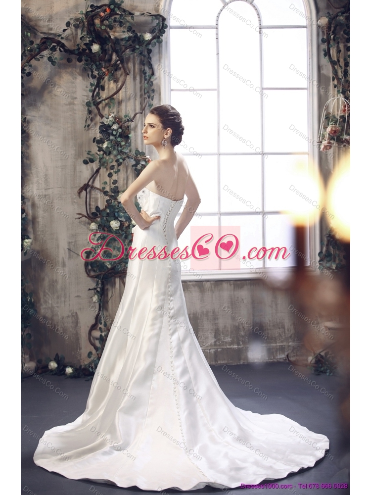 Exquisite Mermaid Strapless Wedding Dress with Ruching and Beading