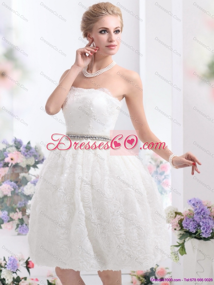 Classical StraplessShort  Wedding Dress with Knee-length