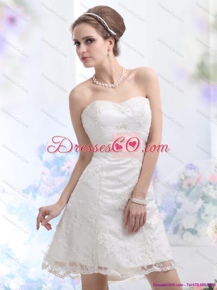 Classical Mini-length Wedding Dress with Lace