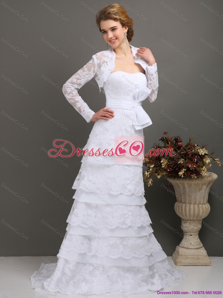 Elegant Wedding Dress with Lace and Bowknot