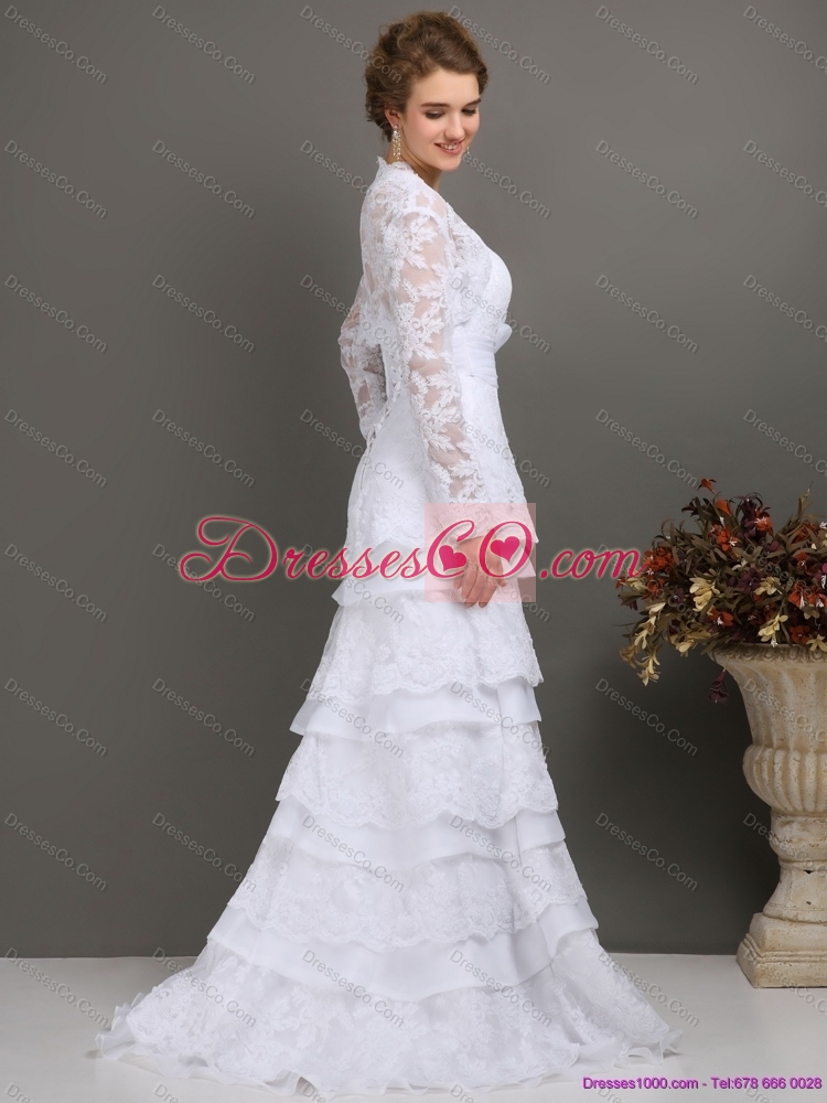 Elegant Wedding Dress with Lace and Bowknot