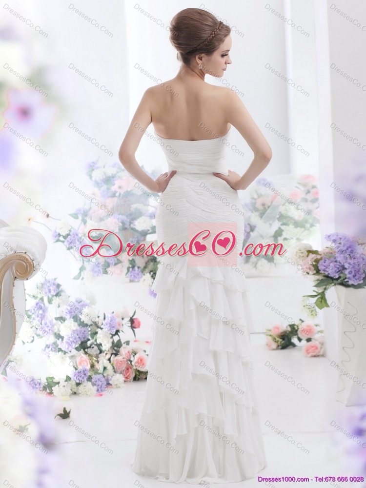 Elegant Wedding Dress with Ruching and Ruffled Layers