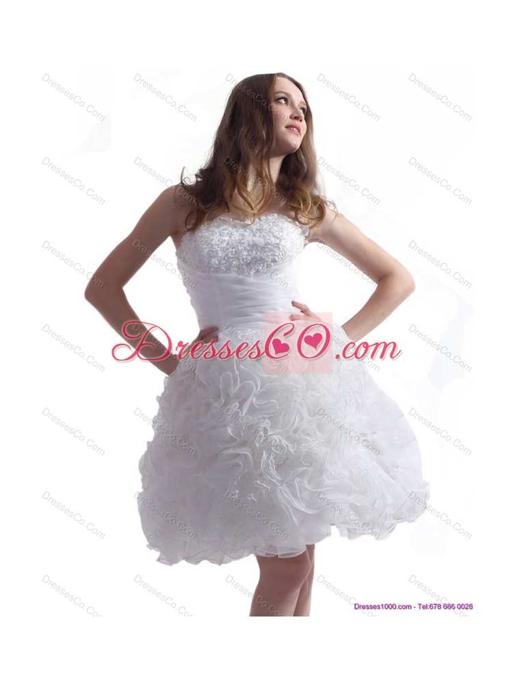 New Style Sweethear Short t Wedding Dress with Lace and Ruffles