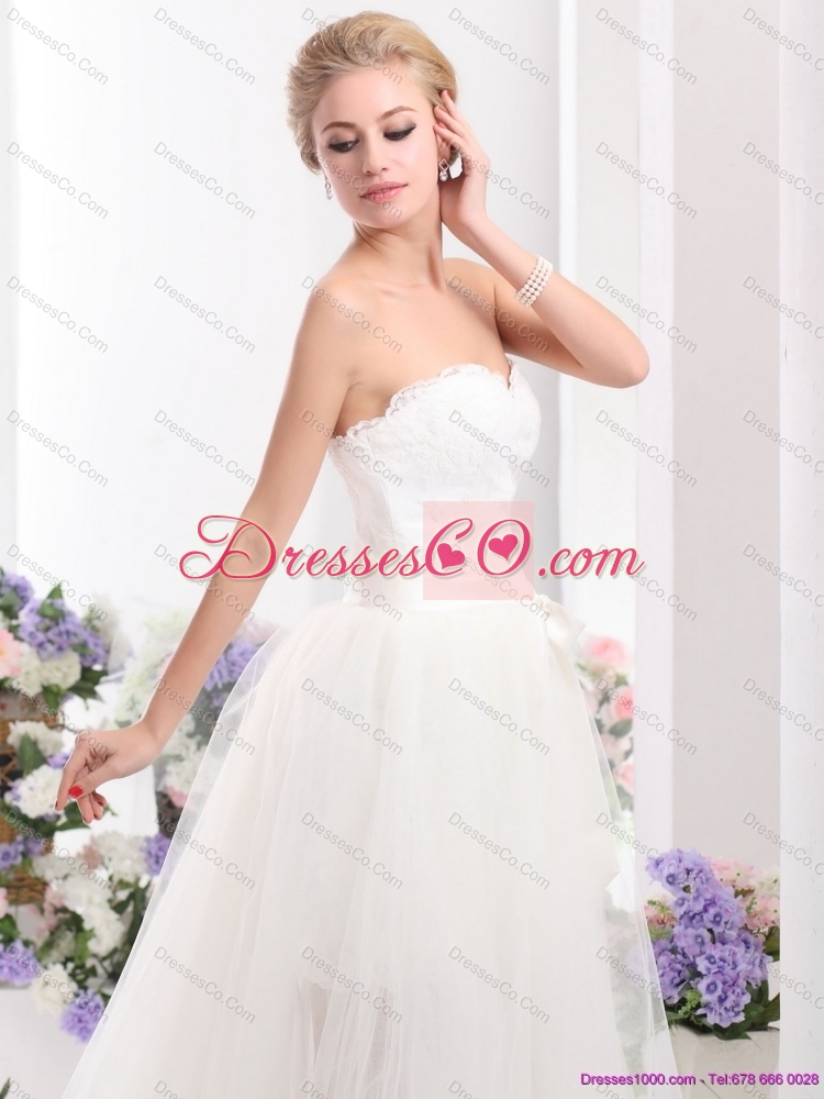 Romantic Wedding Dress with Lace and Sash