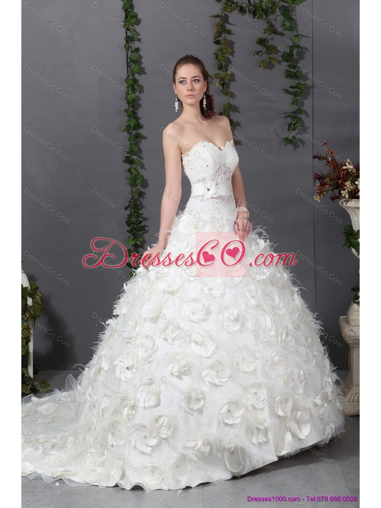 Sturning Wedding Dress with Beading and Hand Made Flowers