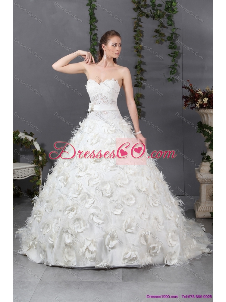 Sturning Wedding Dress with Beading and Hand Made Flowers