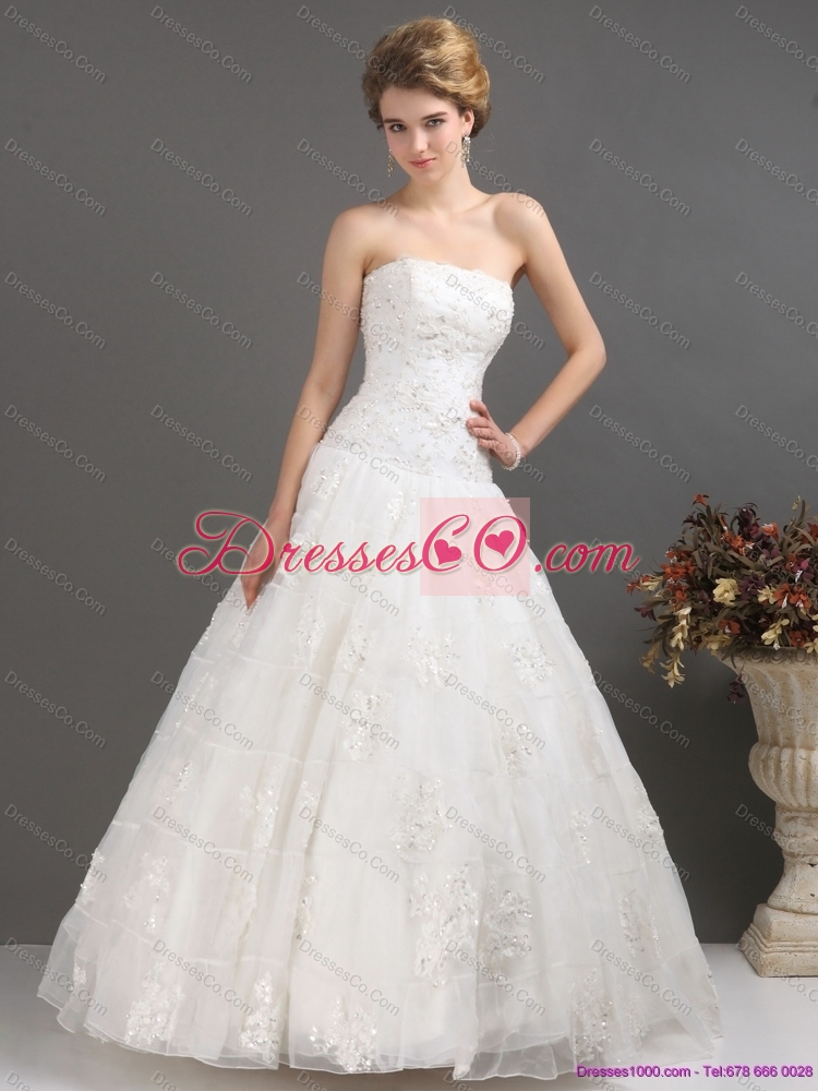Wonderful Strapless Wedding Dress with Floor-length