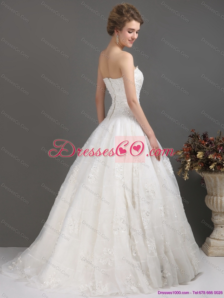 Wonderful Strapless Wedding Dress with Floor-length