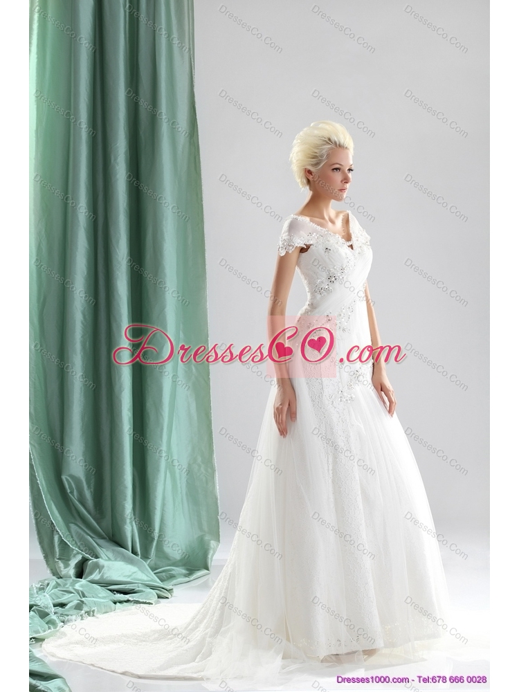 Brand New  Beading and Lace Wedding Dress with Court Train