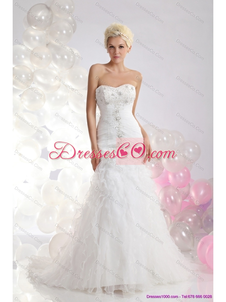 Feminine Wedding Dress with Appliques and Ruffles for