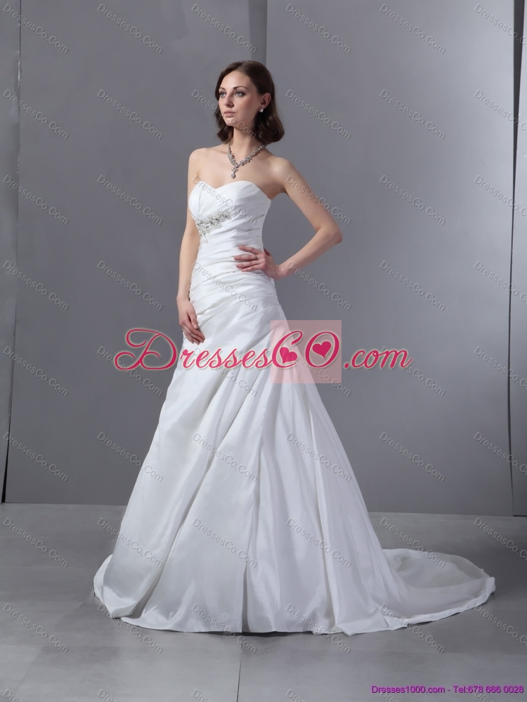 Sophisticated  Appliques and Ruching Wedding Dress