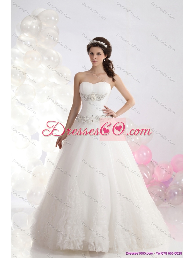 Sophisticated  Wedding Dress with Brush Train
