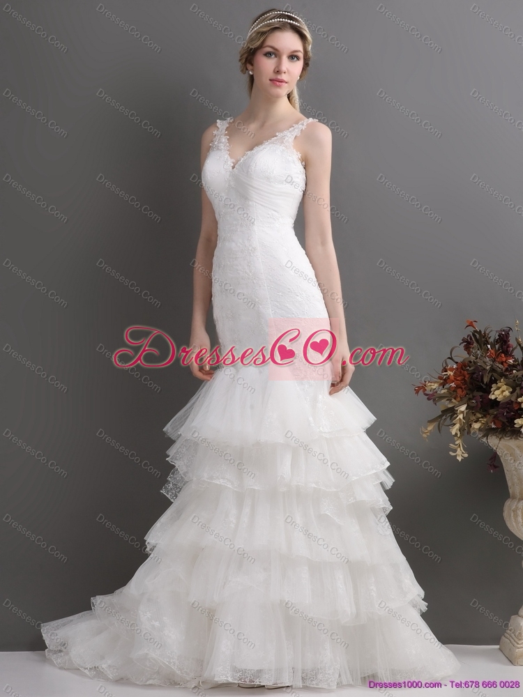 Wonderful Mermaid Wedding Dress with Lace and Ruffles for