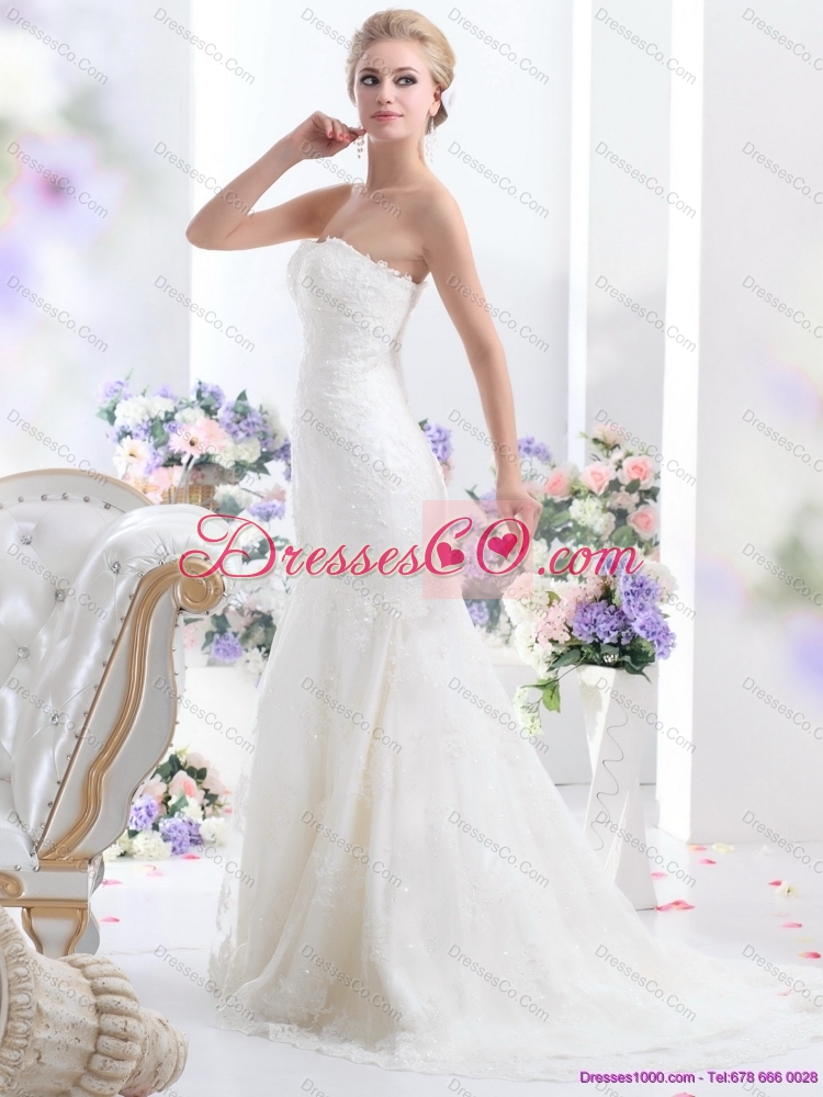 New Style Strapless Mermaid Wedding Dress with Lace