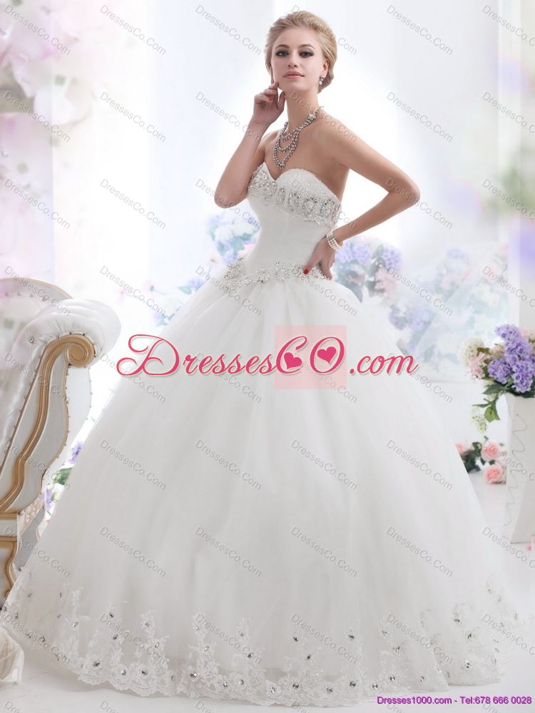Perfect Ball Gown White  Lace Wedding Dress with Rhinestones