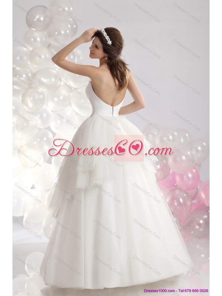Popular Beaded Ruffled Wedding Dress in White