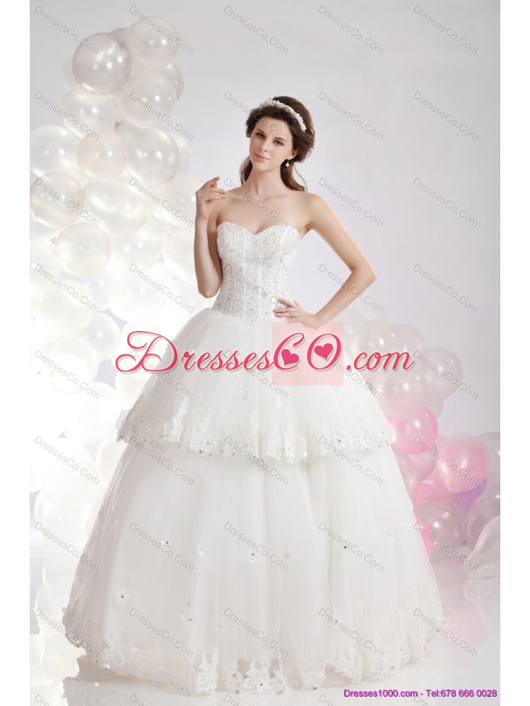 Popular Ruffles and Beading Bridal Gowns in White
