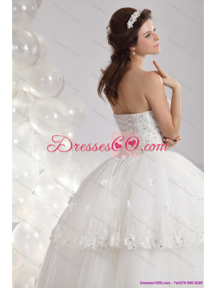 Popular Ruffles and Beading Bridal Gowns in White
