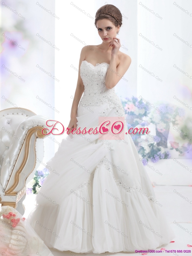 Strapless Ruffles and Beading White Bridal Gowns for