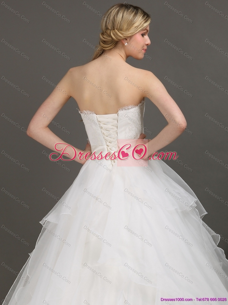 The Most Popular White Wedding Dress with Brush Train and Sash