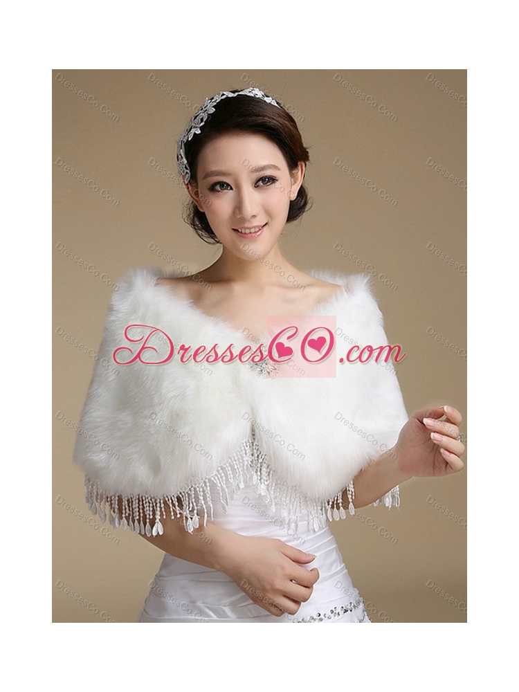 White Strapless Ruffled Short Bridal Dress with Hand Made Flower