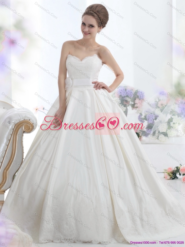 Modest Sweethear tLace Wedding Dress with Lace and Sashes