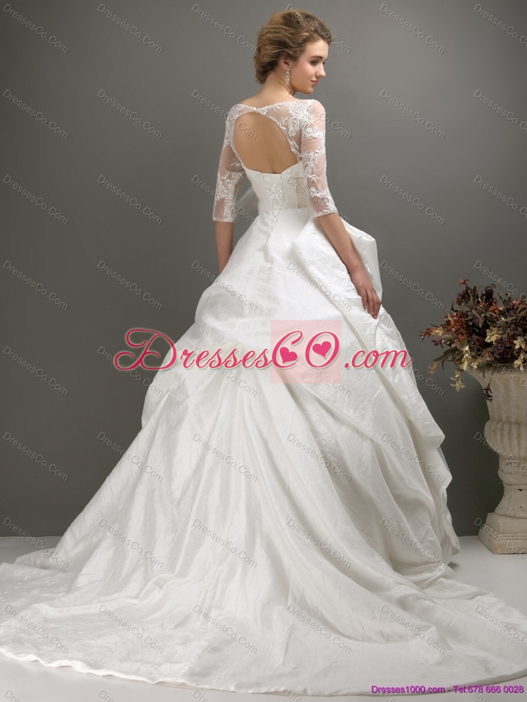 Pretty A Line Wedding Dress with Lace and Bowknot