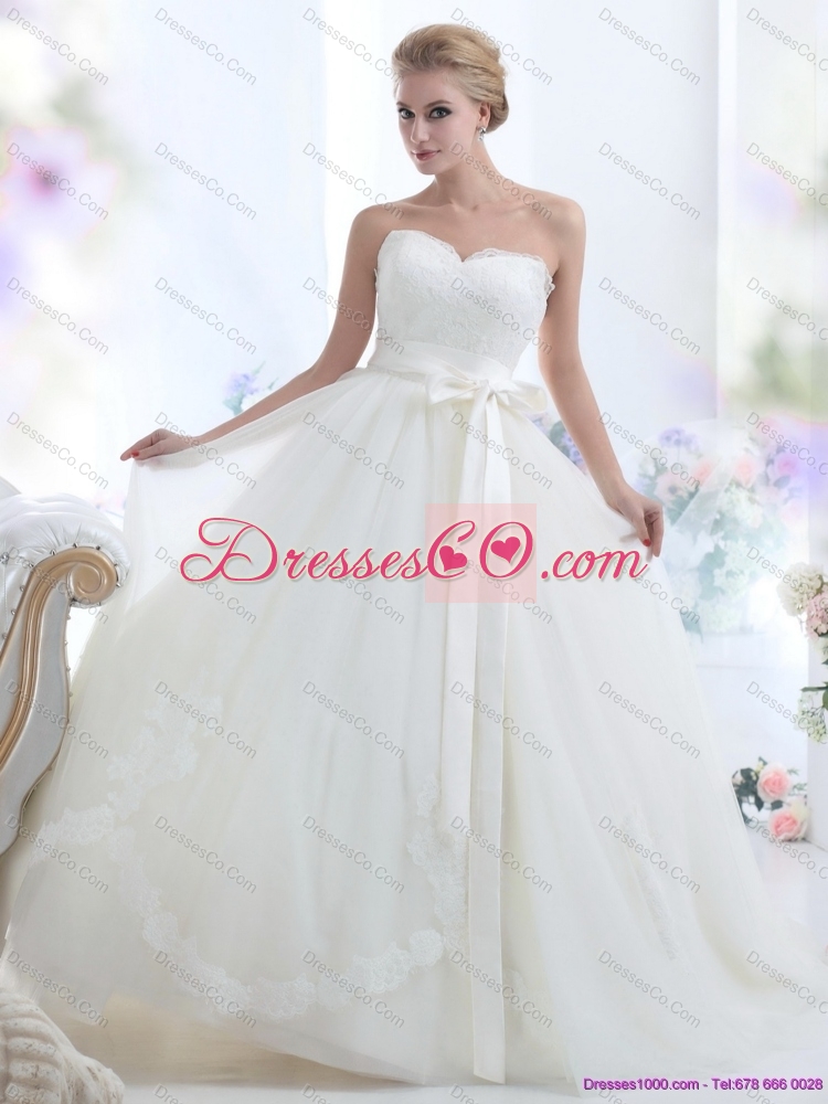 Pretty White Bridal Dress with Waistband