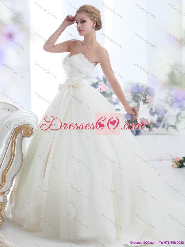 Pretty White Bridal Dress with Waistband