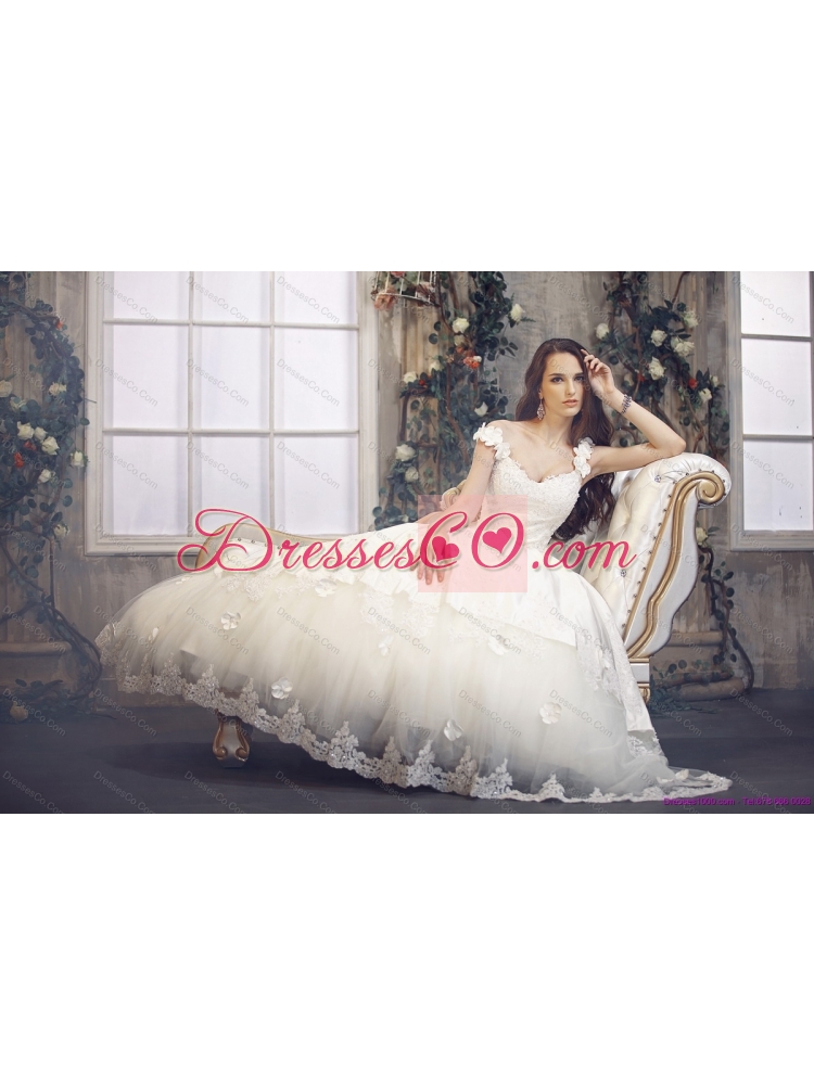 The Super Hot Off The Shoulder Lace Wedding Dress with Floor Length