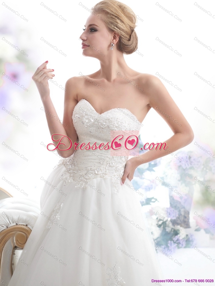 Luxurious Brush Train Lace Wedding Dress with Beading