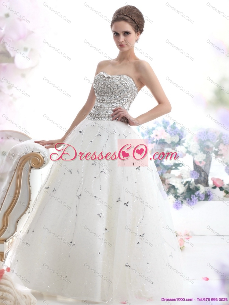 Perfect White Strapless  Maternity Wedding Dress with Rhinestones