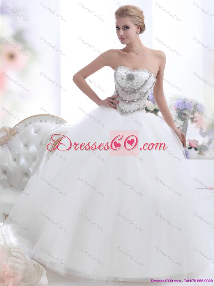 Pretty White  Wedding Dress with Rhinestones