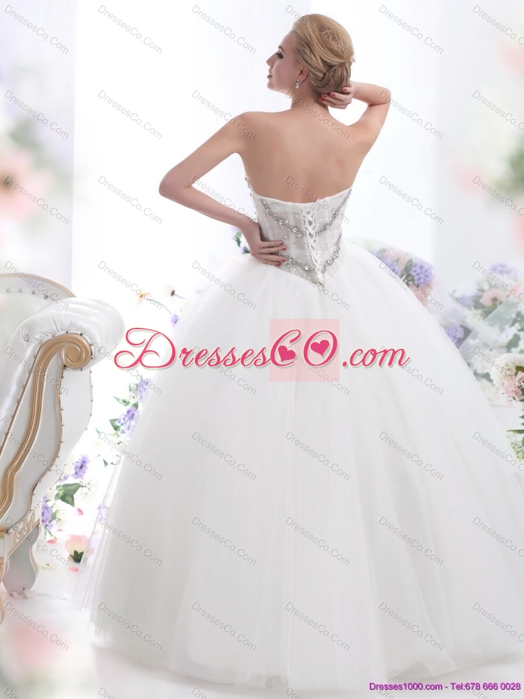 Pretty White  Wedding Dress with Rhinestones