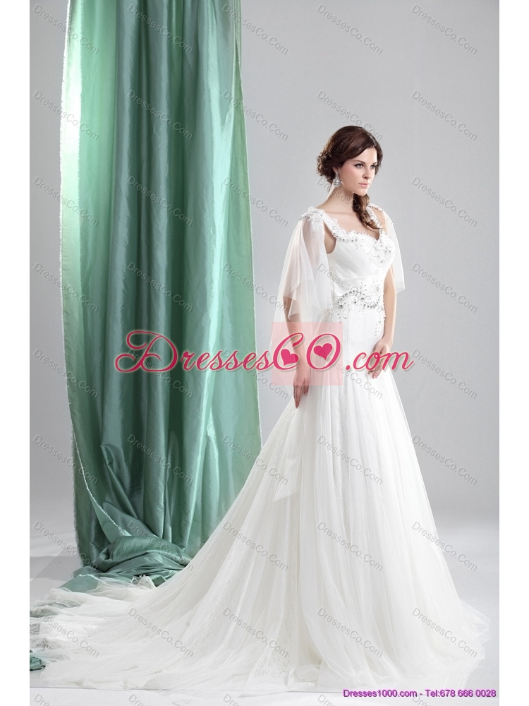 Classical Straps Maternity Wedding Dress with Beading
