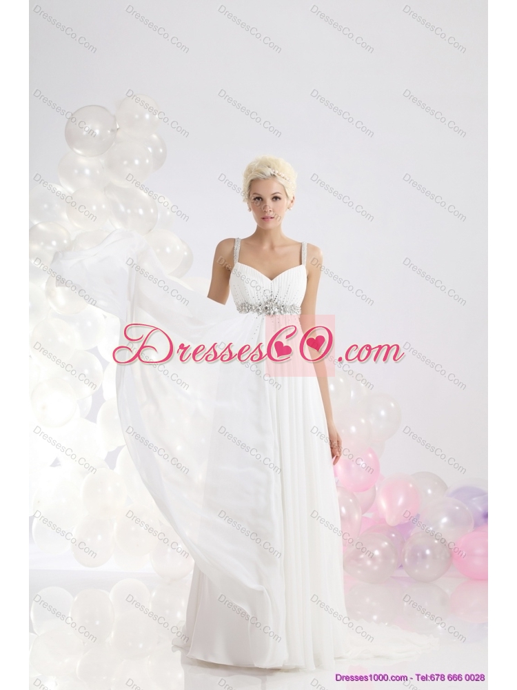 Inexpensive Empire Chiffon Wedding Dress with Beading
