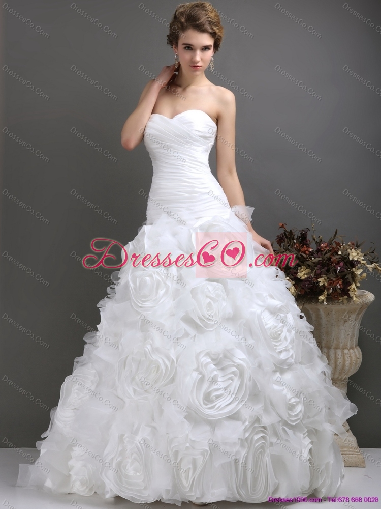 Perfect  Maternity Wedding Dress with Ruching and Rolling Flowers