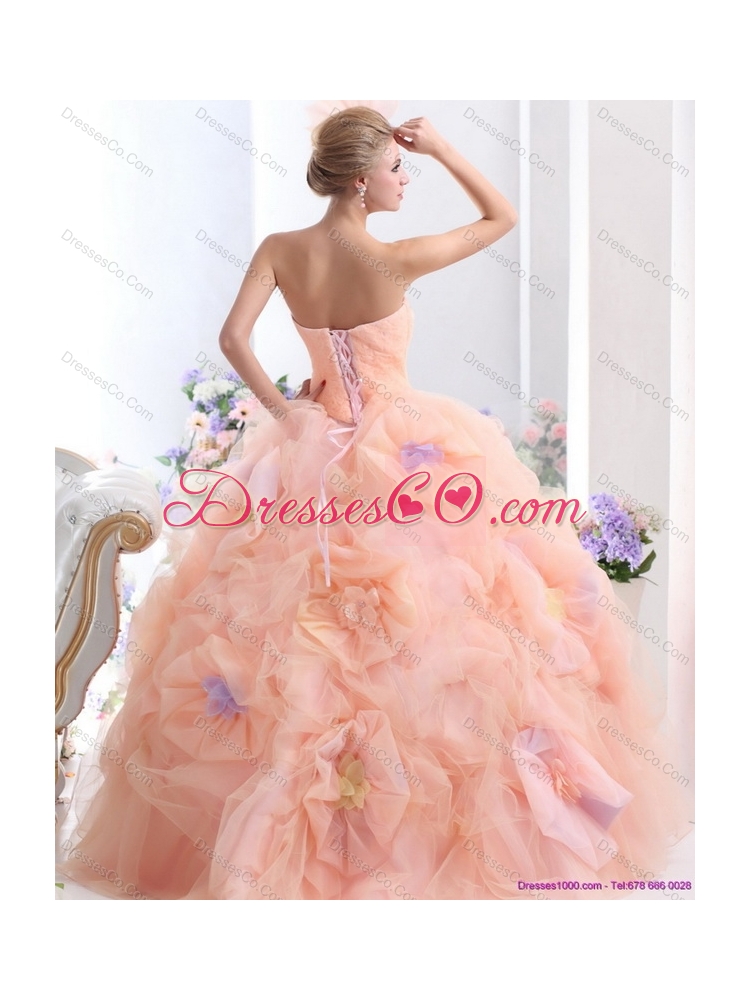Multi Color Strapless Colored Wedding Dress with Hand Made Flowe