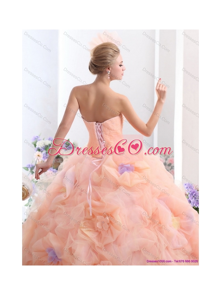 Multi Color Strapless Colored Wedding Dress with Hand Made Flowe