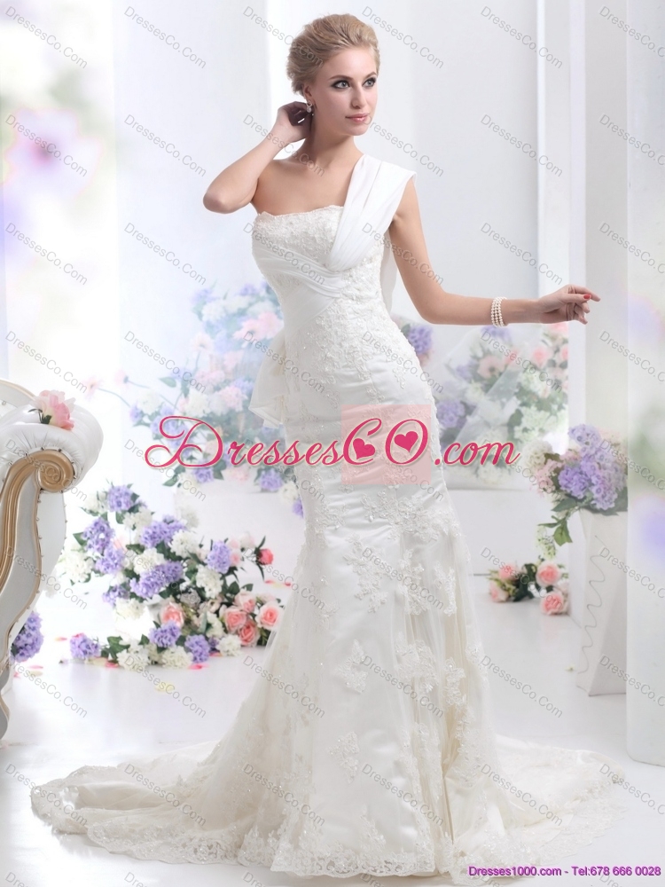 Beautiful White Mermaid Wedding Dress with Court Train and Lace