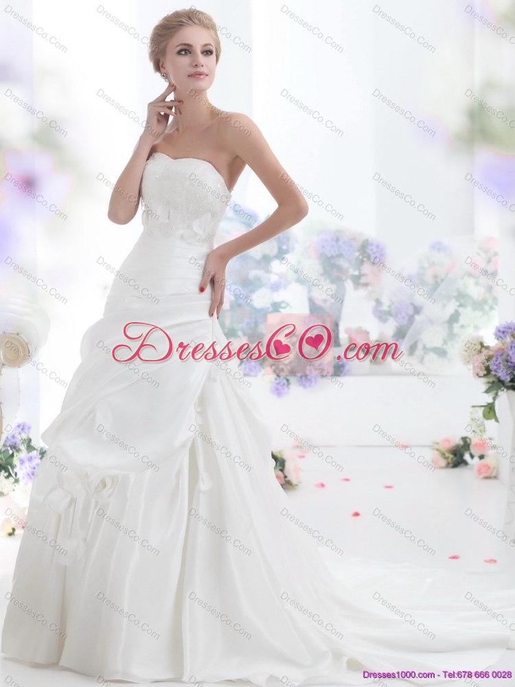 Classical Strapless Maternity Wedding Dress with Lace and Ruching
