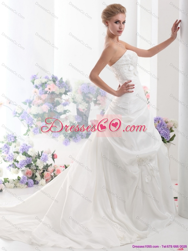 Classical Strapless Maternity Wedding Dress with Lace and Ruching