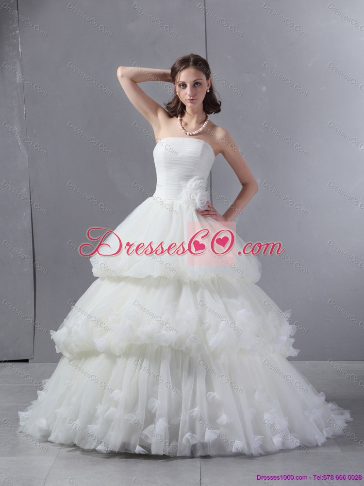 Classical Strapless Maternity Wedding Dress with Ruffles and Ruching