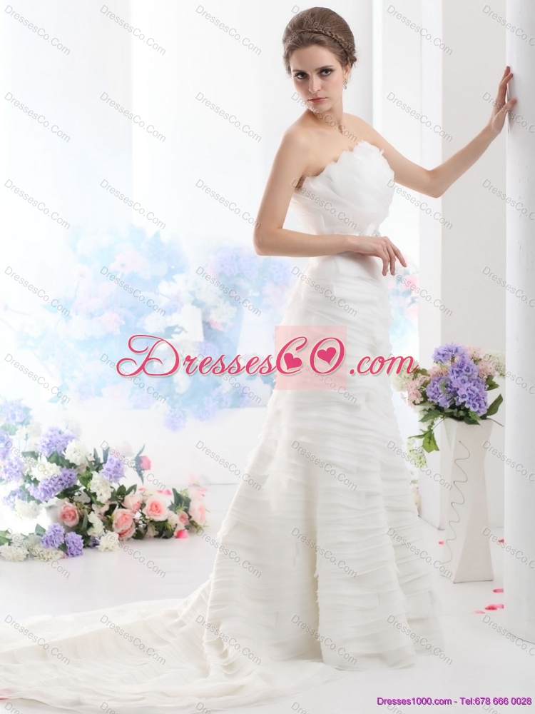 Elegant Strapless Mermaid Wedding Dress with Beading and Ruching