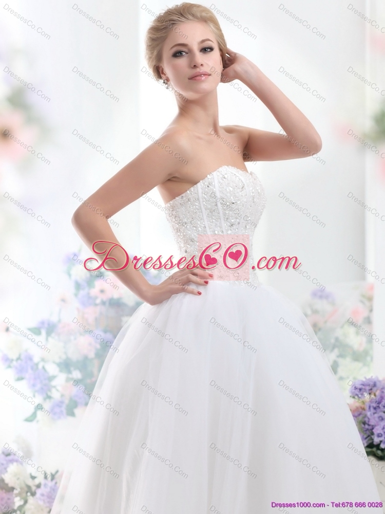 Modest A Line Maternity  Wedding Dress with Beading